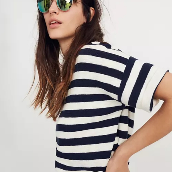 Madewell Tops - Madewell Boxy Sweater Tee Top Kelley Stripe Medium